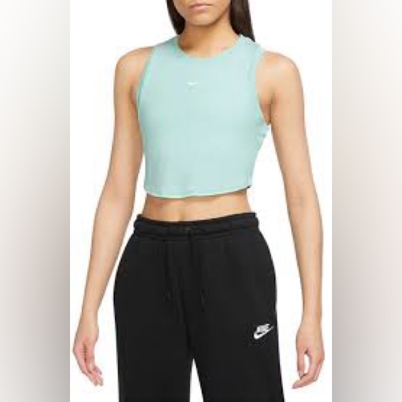 NWT Nike Sportswear Chill Knit Women's Tight Cropped Blue Mini Tank Top Sz XL - Picture 1 of 10